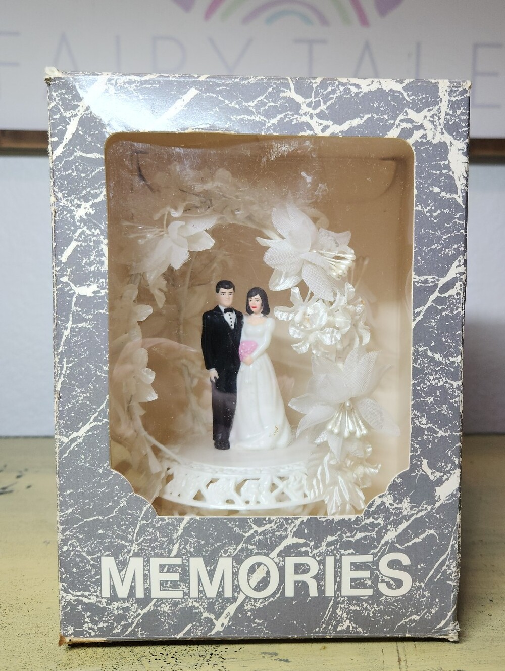 Vintage Mid-Century "Memories" Wedding Cake Topper